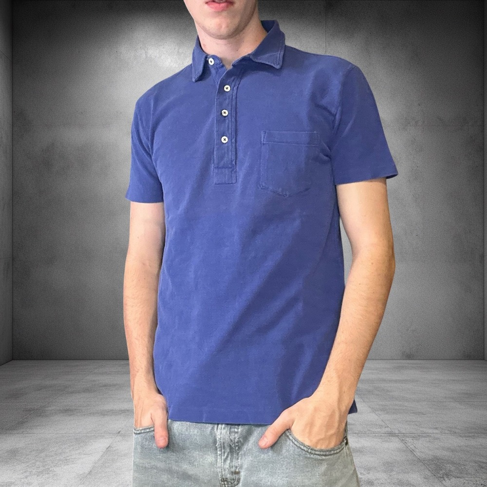 Vintage Polo Ralph Lauren Blue Pocket Polo Shirt Y2K Boxy Fit Mens Medium